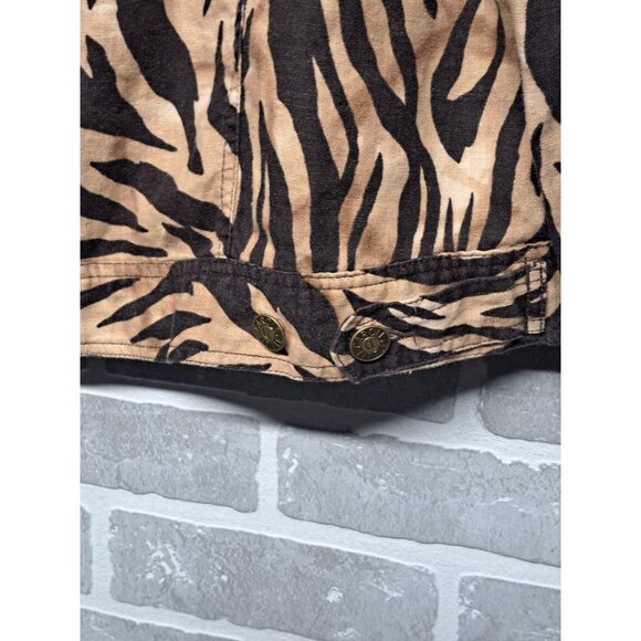 Carole Little  Vintage Y2K Women's Zebra Print‎ Linen Button Jacket 1X - Picture 7 of 9